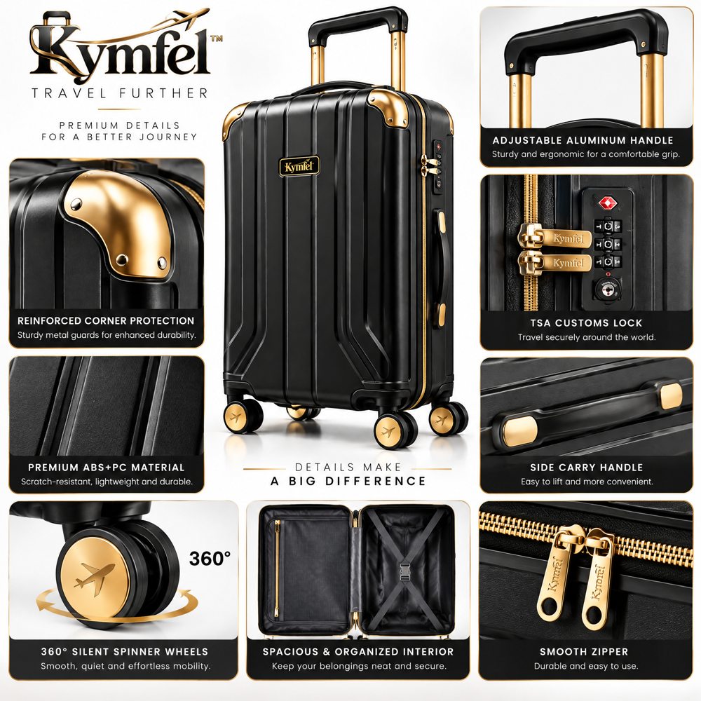 Black Hardside Spinner Luggage — photo 3