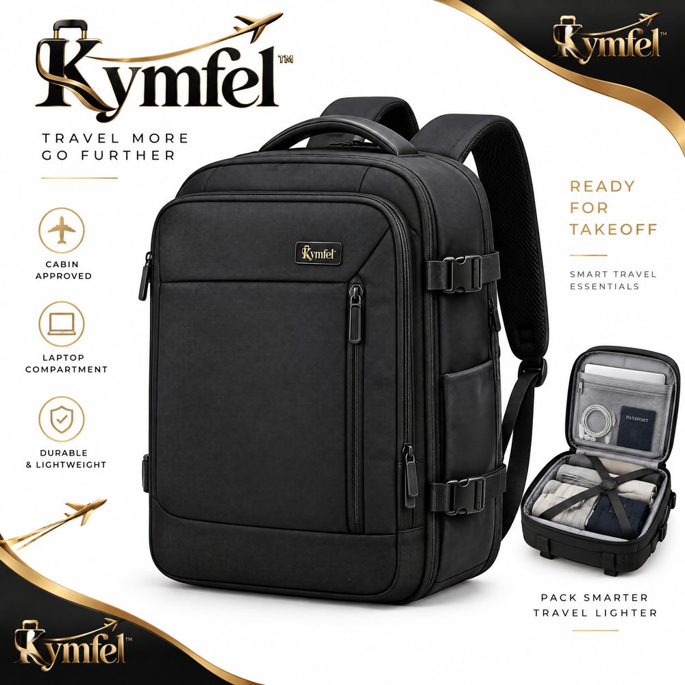 Black Carry-On Travel Backpack — photo 1