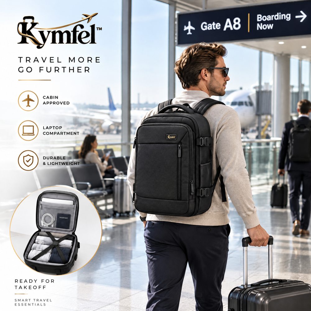 Black Carry-On Travel Backpack — photo 4