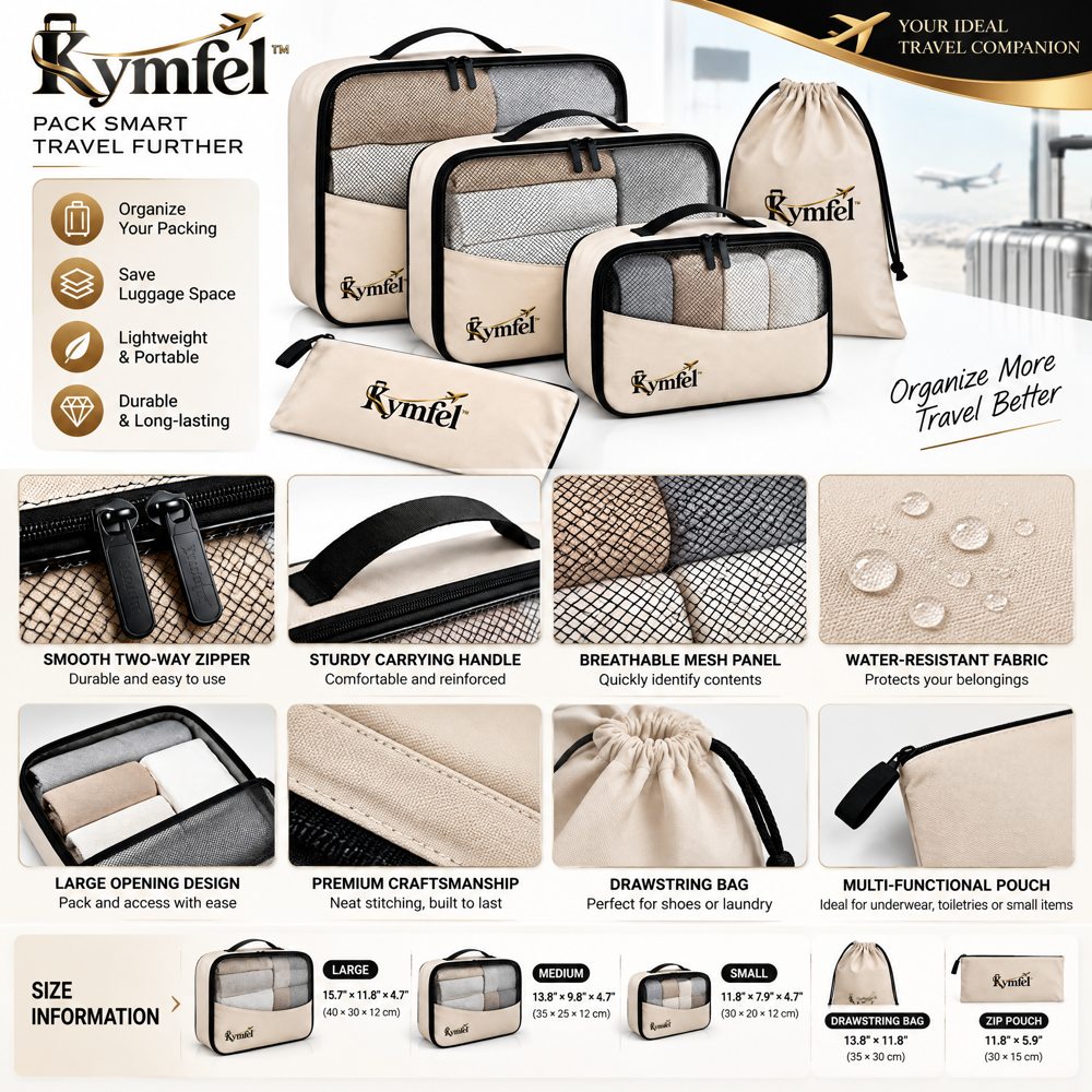 Beige Packing Cube Organizer Set — photo 3