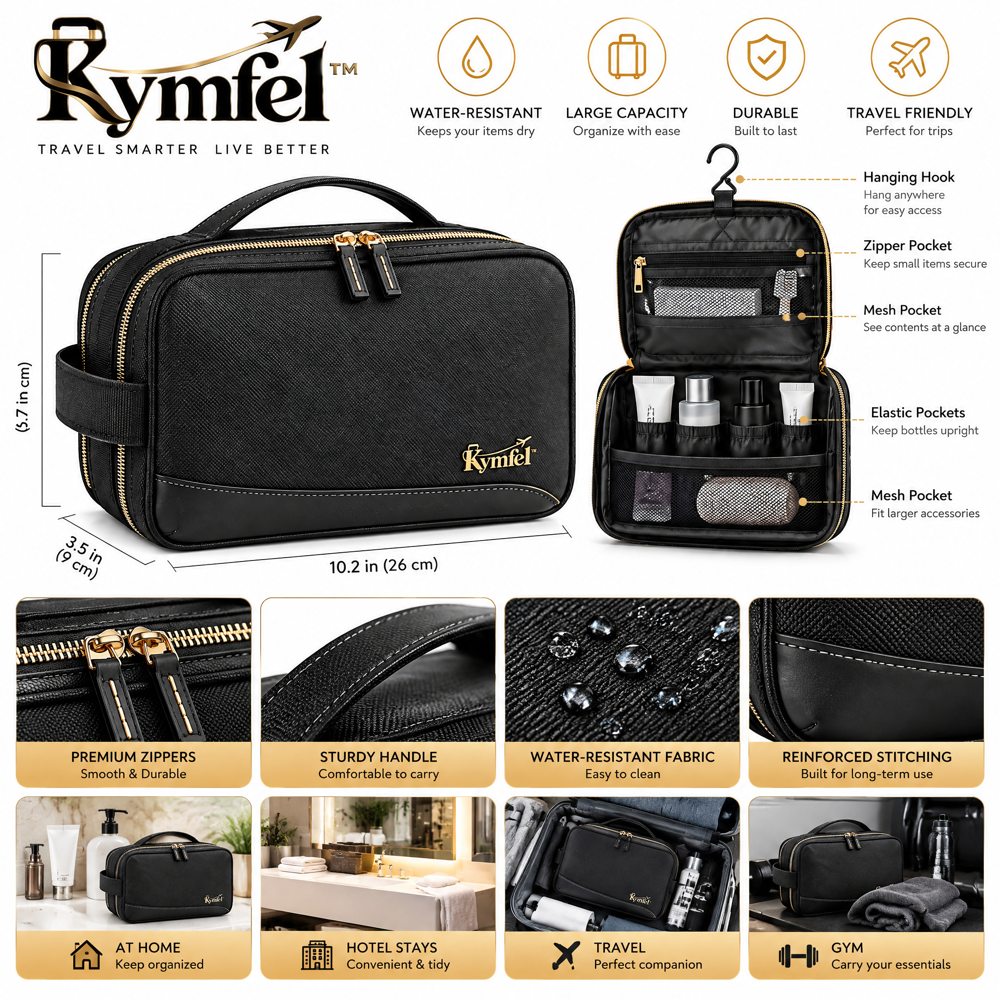 Black Hanging Toiletry Organizer Bag — view 3