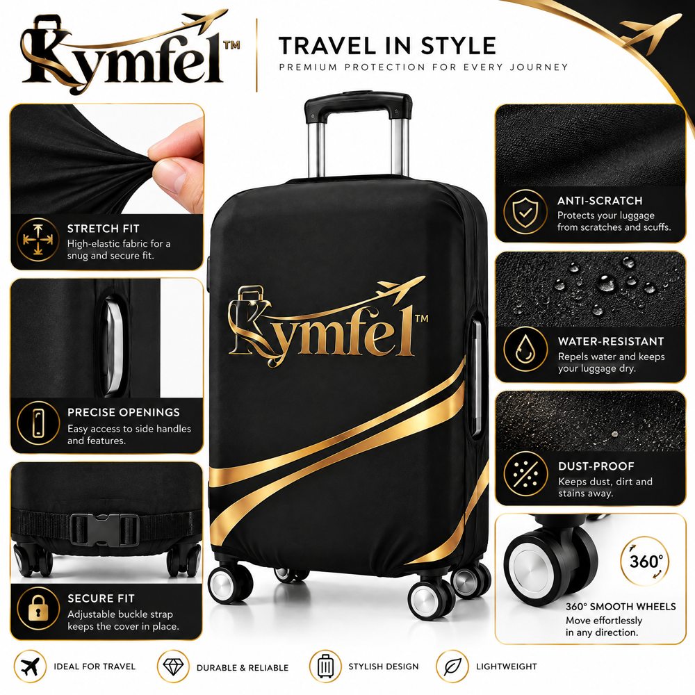 Black & Gold Stretch Luggage Cover — view 3
