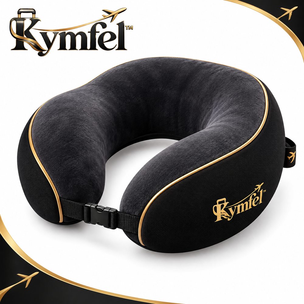 Black U-Shaped Travel Neck Pillow — view 1