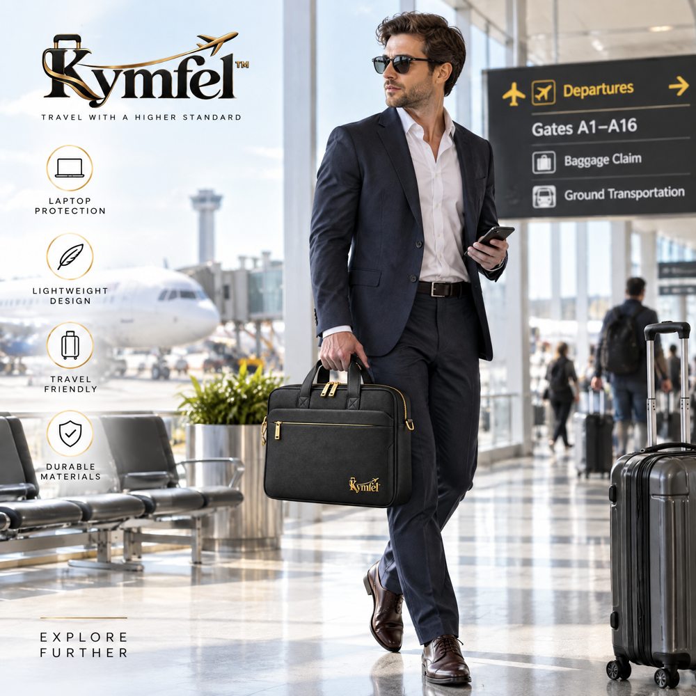 Black Laptop Messenger Briefcase — view 4