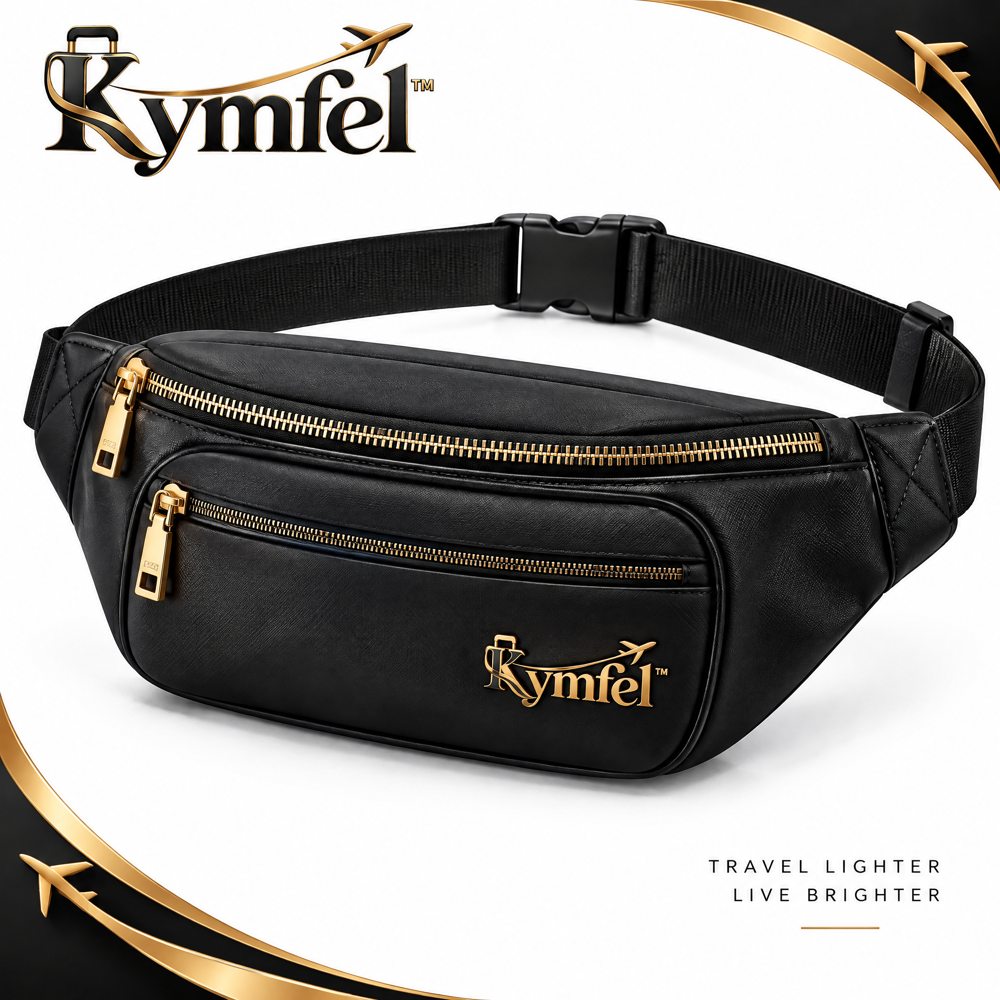 Black Belt Bag with Gold Zippers — view 1