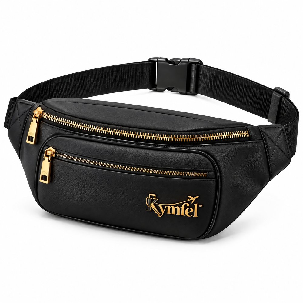Black Belt Bag with Gold Zippers — view 2