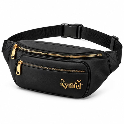 Black Belt Bag with Gold Zippers — view 2