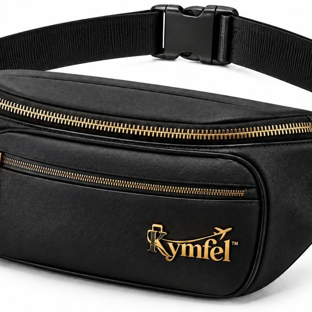 Black Belt Bag with Gold Zippers — view 5