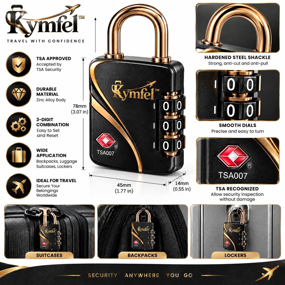 Three-Digit Combination Luggage Padlock — view 3