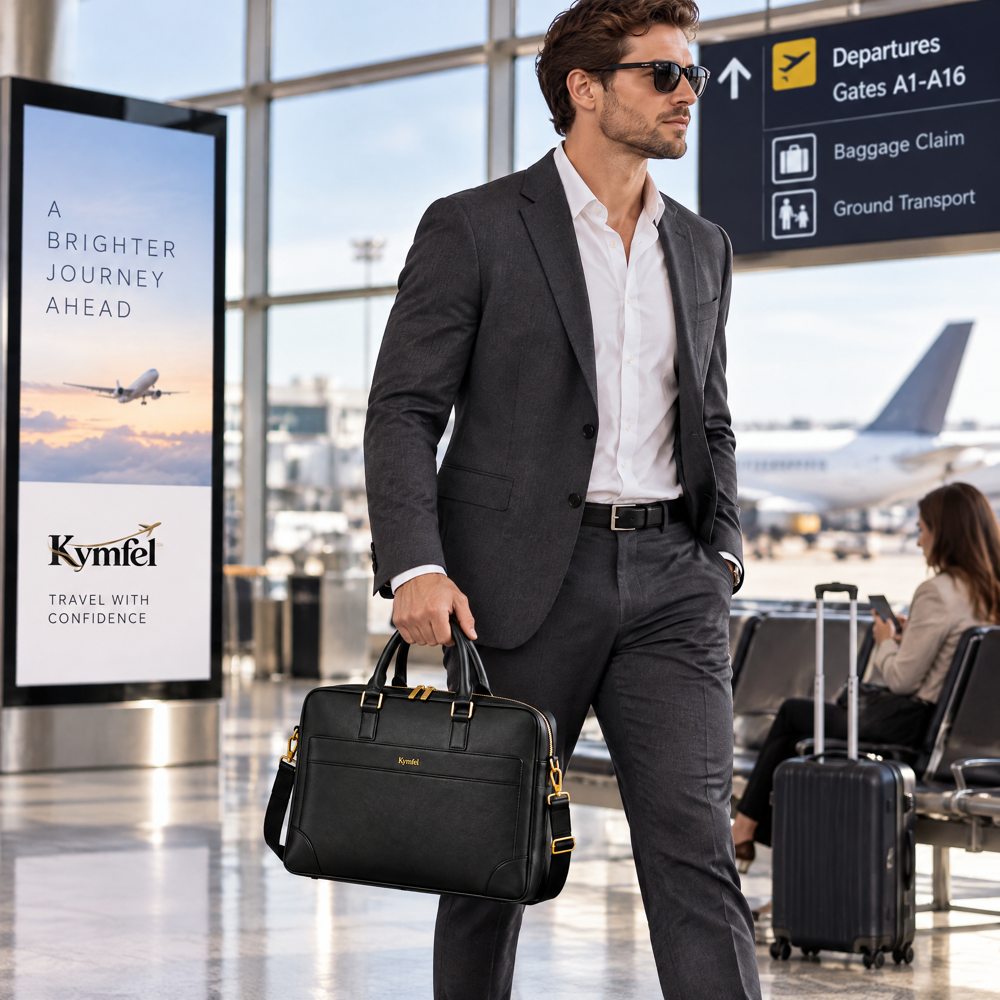 Black Business Laptop Tote Briefcase — view 4